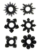 Tower Of Power Cock Rings - Black Pack Of 6