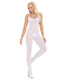 Opaque Bodystocking W-spaghetti Straps & Open Crotch White Qn