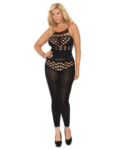 Vivace Opaque Halter Neck Bodystocking W-cut Out Detailing Black O-q