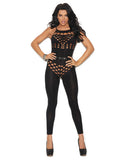 Vivace Opaque Halter Neck Bodystocking W-cut Out Detailing Black O-s