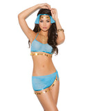 Vivace 4 Pc Mesh Top, Skirt, Head Piece & G-string Turquoise O-s