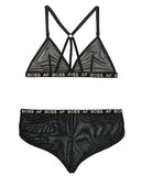 Vibes Boss Af Bralette & Retro Short Black