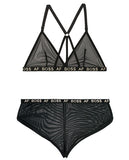 Vibes Boss Af Bralette & Retro Short Black