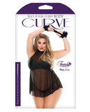 Curve Mesh Babydoll W/g-string & Handcuffs Black