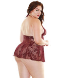 Curve Lace Babydoll W/g-string Maroon