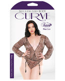 Curve Shiva Long Sleeve Animal Print Teddy W/detachable Garters Leopard