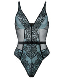 Spring Summer Rain Lace Teddy Black-blue 1x-2x