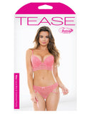 Tease Riley Lace Bra W/contour Cups & Gartered Panty Pink