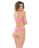 Tease Riley Lace Bra W/contour Cups & Gartered Panty Pink