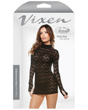 Vixen Collared Lace Dress W-g-string Black O-s