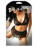 Vixen Bad Romance Off The Shoulder Lace Top, Skirt & G-string Black Qn