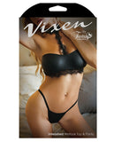 Vixen Sleek Bralette W/lace Choker Leash & Panty Black