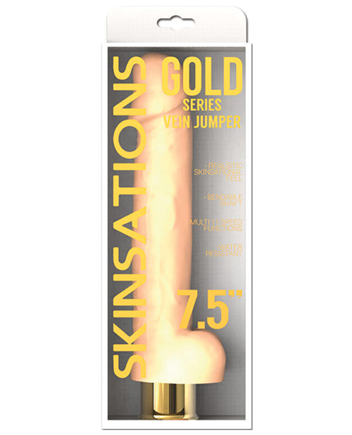 Skinsations Gold Series Vein Jumper 7.5" Vibrating Dildo