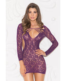 Tapered Floral Open Back Chemise Purple O-s