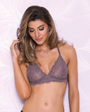 Lace Bralette W/mesh Lining Crossback & Adjustable Shoulder Straps Mauve