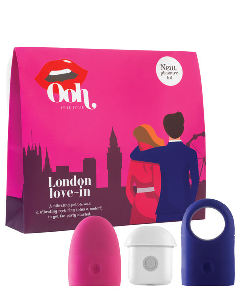 Ooh By Je Joue  London Collection No 1 Vibrating Pebble & No 3 Cock Ring - Hot Pink-electric Blue