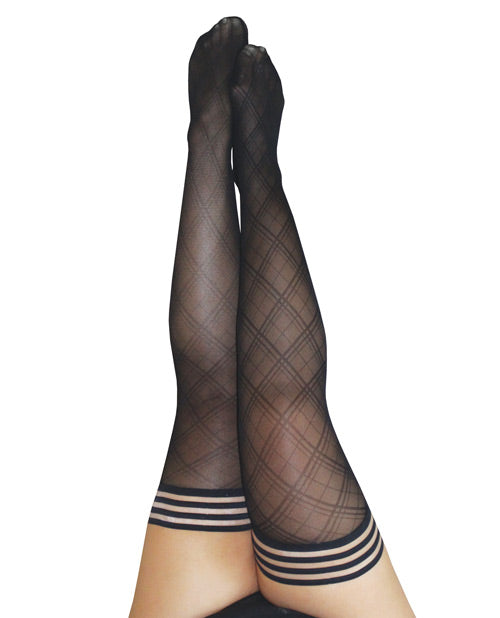 Kix'ies Tiffany Diamond Thigh High Black