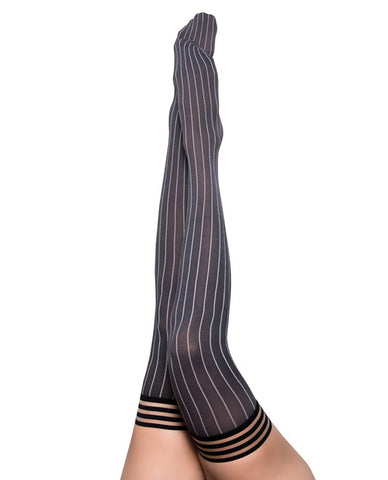 Kix'ies Annabelle Pinstripe Thigh High Black