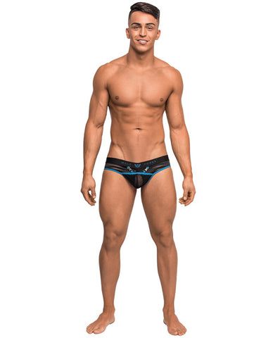 Clip Tease Unique Mesh Pouch Thong Blk/blu