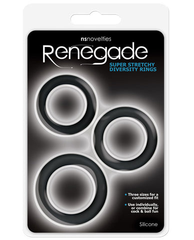 Renegade Diversity Rings - Black Pack Of 3