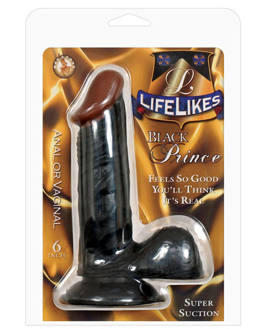 Lifelikes Black Prince 6" Dong W-suction Cup