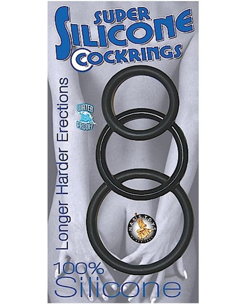 Super Silicone Cock Rings Waterproof - Black