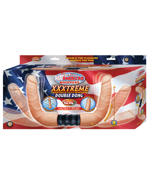 All American Whoppers Xxxtreme Vibrating & Bendable Double Dong - Flesh