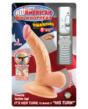 All American Mini Whoppers Vibrating 5" Curved Dong W-balls - Flesh