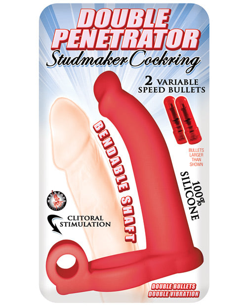 Double Penetrator Studmaker Cockring - Red