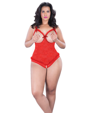 Lace Open Cup & Crotchless Teddy Qn