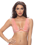 Unlined Wavy Mesh Bra W/folded Mesh Neckline Hibiscus/nude