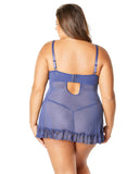 Soft Cup & Lace Babydoll W/g-string Blue Indigo