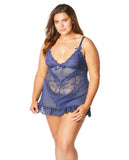 Soft Cup & Lace Babydoll W/g-string Blue Indigo