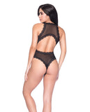 Amalie Crushed Velvet W/lace Up Plunge Neckline Black