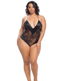 Roxanne Lace Teddy W/wide Satin Edges Black