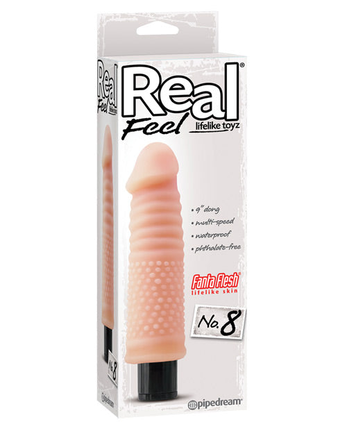 Real Feel No. 8 Long 9" Vibe Waterproof - Mutli-speed Flesh