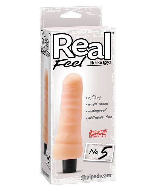 Real Feel No. 5 Long 7.5" Vibe Waterproof - Mutli-speed Flesh