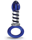 Icicles No. 81 Hand Blown Glass Ring Butt Plug - Blue-clear