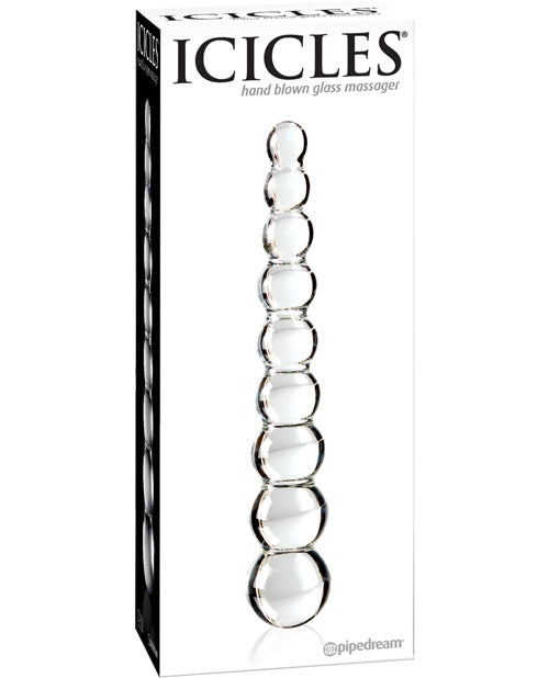 Icicles No. 2 Hand Blown Glass Massager - Clear Rippled