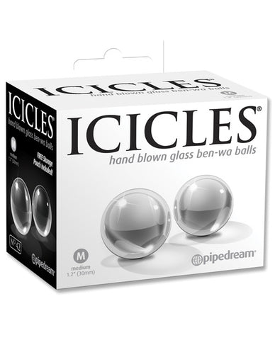 Icicles Hand Blown Glass Ben Wa Balls - Clear