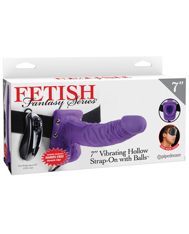 Fetish Fantasy Series 7" Vibrating Hollow Strap On W/balls -