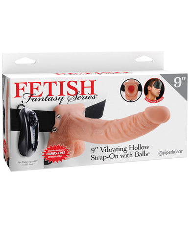 Fetish Fantasy Series 9" Vibrating Hollow Strap On W-balls - Flesh