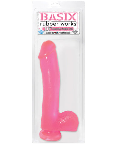 Basix Rubber Works 10" Dong W-suction Cup - Pink