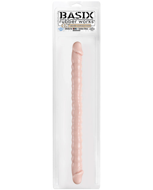 Basix 18" Ribbed Double Dong - Flesh