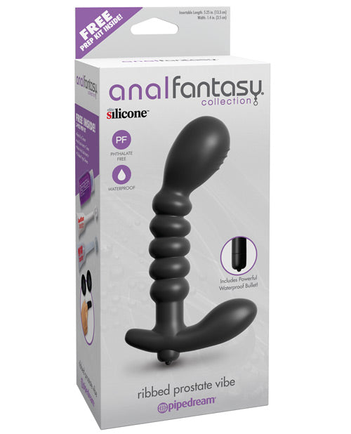 Anal Fantasy Collection Ribbed Prostate Vibe - Black