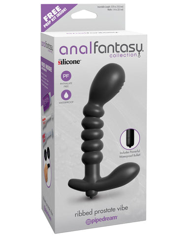 Anal Fantasy Collection Ribbed Prostate Vibe - Black