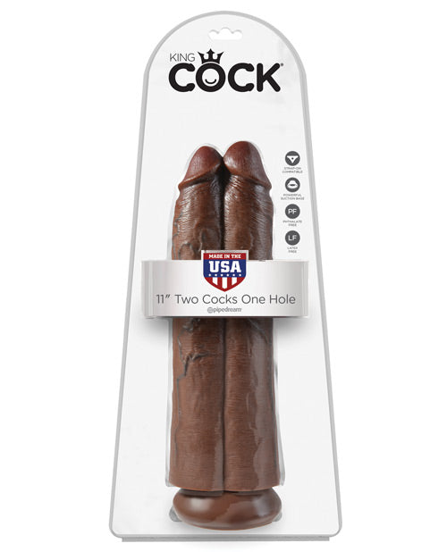 King Cock 11" Two Cocks One Hole