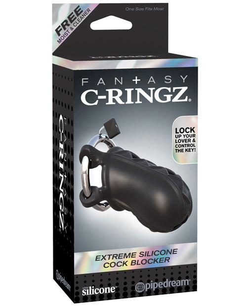 Fantasy C-ringz Extreme Silicone Cock Blocker - Black