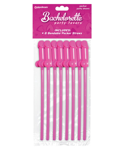 Bachelorette Party Favors Bendable Pecker Straws - Pack Of 8