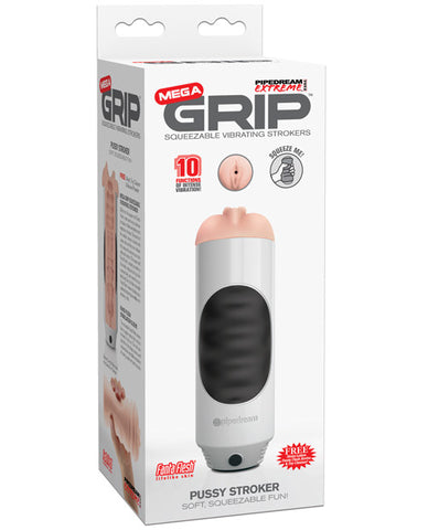 Pipedream Extreme Toyz Mega Grip Squeezable Vibrating Strokers - Pussy